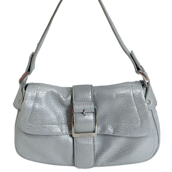 y2k Vintage Unlisted Kenneth Cole Silver Metallic Shoulder Bag Buckle Purse - Picture 1 of 10